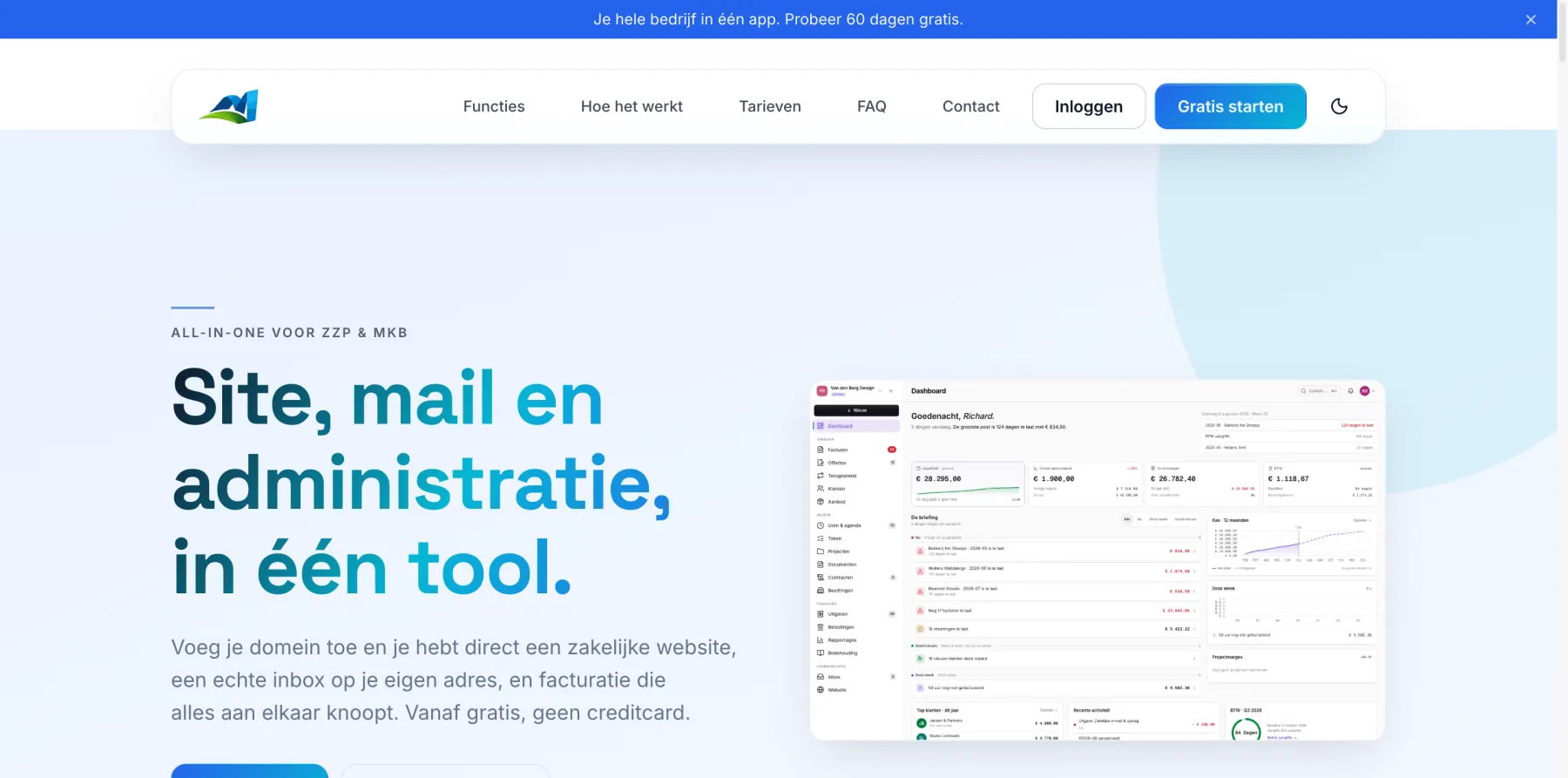 Die Unternehmensseite von MyCompanyDesk, gebaut im Website-Baukasten